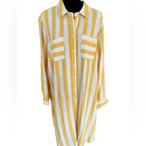 HOPE & Harlow Woman long sleeve striped Shirt Dress Plus Size 20W fits like 18W